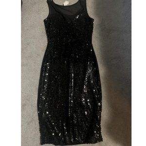 BLACK mesh and sequin COCKTAIL DRESS